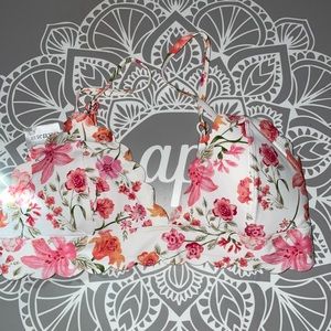 H&M Pink Floral Scallop Bikini Top
